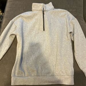 Light Heather Gray Zip Up Sweater with Mock Turtleneck